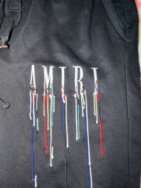 AMIRI Black Cotton Tee with Branded Tag